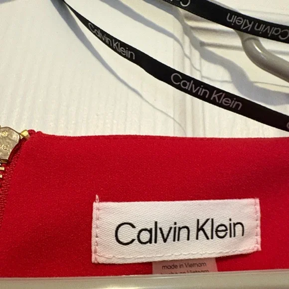 Calvin Klein Vibrant Red Long Sleeve Dress - Picture 6 of 9